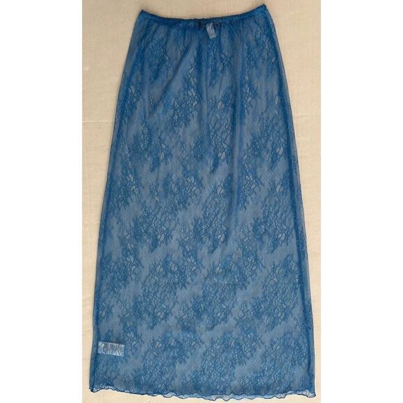 Urban Outfitters Women Sz Small Blue Mesh Lace Maxi Skirt Cover Up - Picture 8 of 10